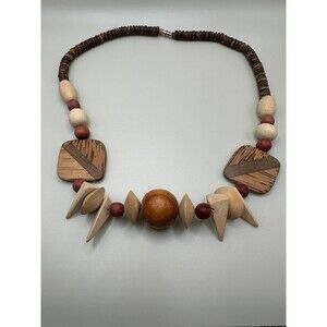 1970s Chunky‎ Wood Beaded Necklace
